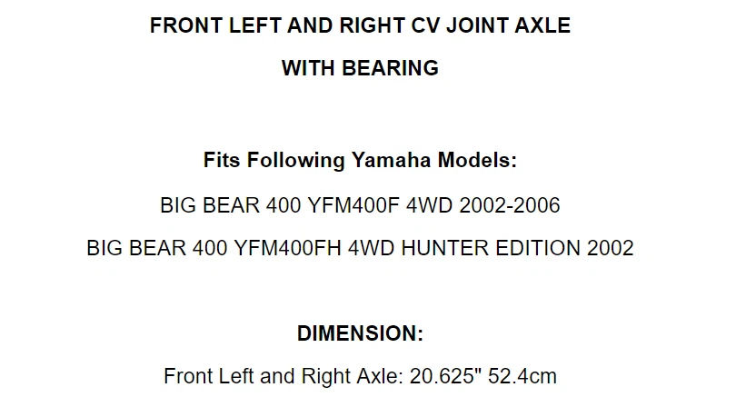 Front Left & Right CV Joint Axle Bearing For Yamaha Big Bear 400 YFM400F 2002-06 - Image 2 of 2
