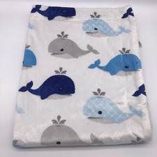 S L Home Fashion Plush Whale Blanket Security Lovey Minky White Sherpa WASH WEAR