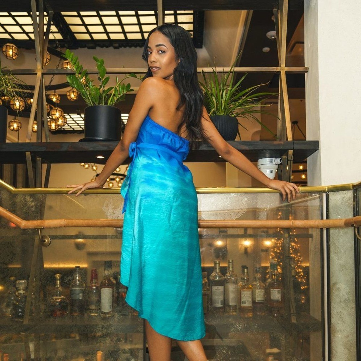 blue wet dress Lydia Maxi Silk Dress – uma and leopold main image 1