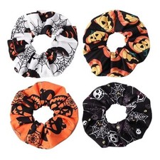 4pcs Halloween Hair Ties Elastics Hair Scrunchies Pumpkin Ghost Color 10
