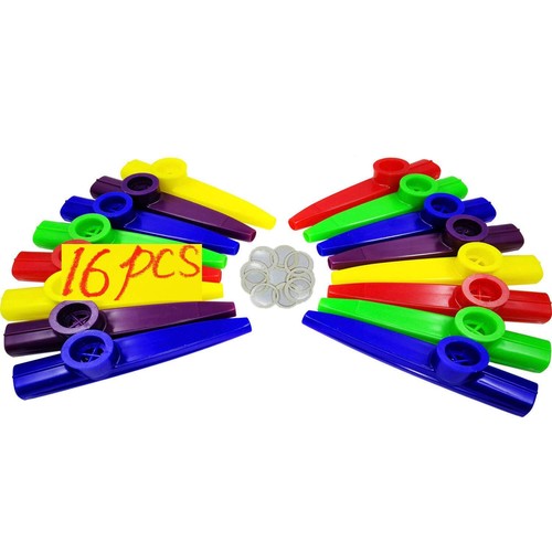 16Pcs Plastic Kazoos With 20Pcs Kazoo Flute Diaphragms,Musical Instruments,Go...