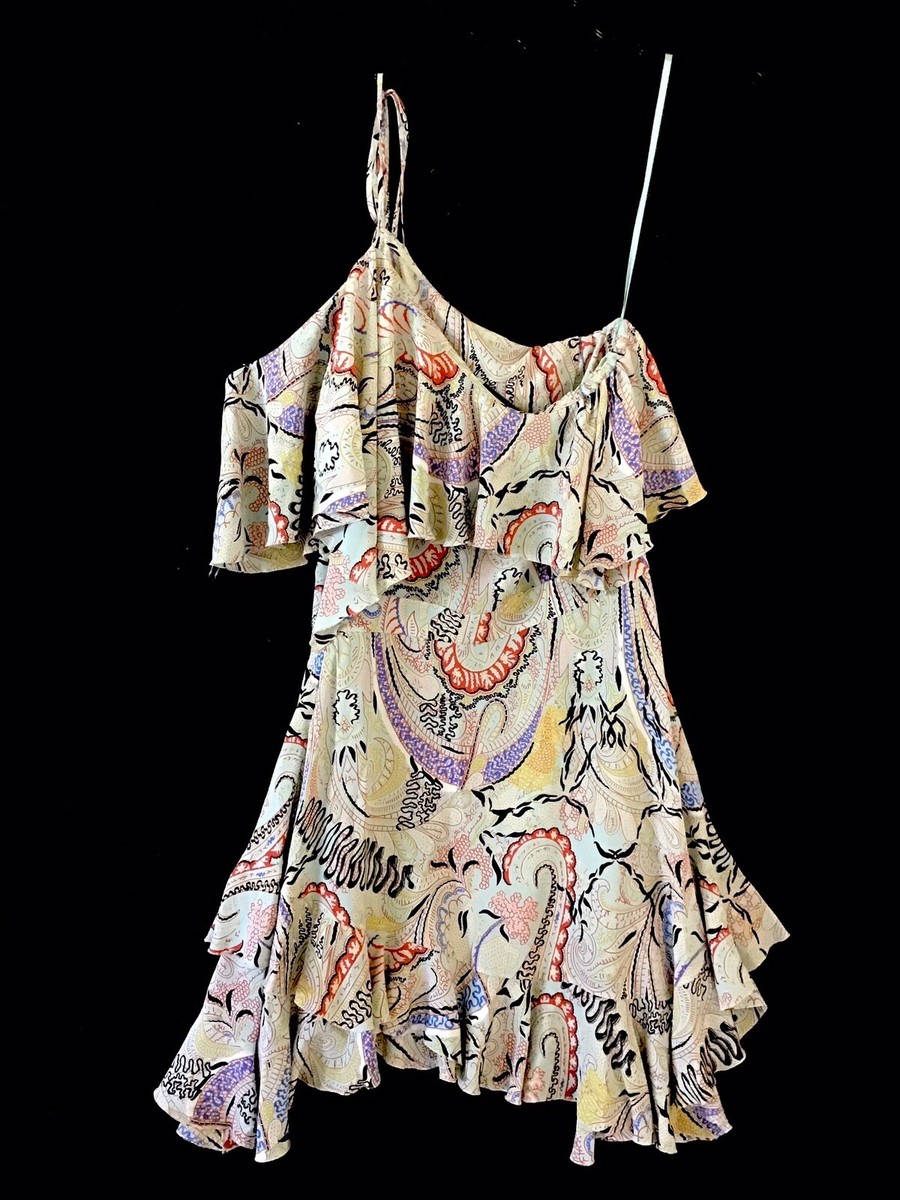 ETRO Short Paisley Green Multicolor Slip Dress XS Reg $1841