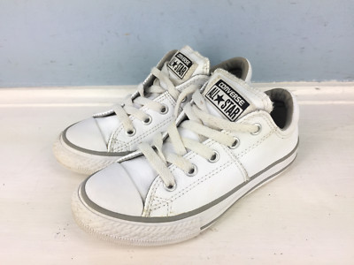 youth white leather converse