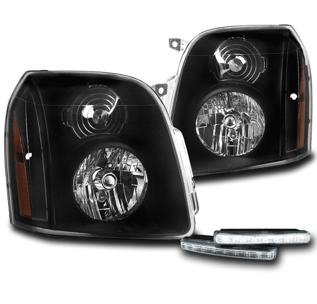 FOR 20072014 GMC YUKON DENALI XL 1500 2500 BLACK HEADLIGHTS LAMPS +LED