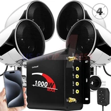 1000W AMP Waterproof Bluetooth Stereo 4 Speaker Audio System USB FM Radio Harley
