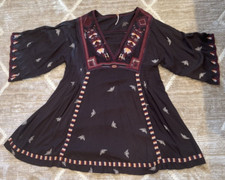 Free People Retail $168 Tulum Embroidered Mini Dress In Black Combo Size SMALL