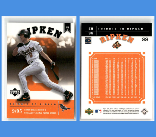 Cal Ripken Jr. – 8-Card Lot – “Tribute to Ripken” Heroes Inserts, Vintage Topps - Picture 9 of 10