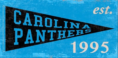Carolina Panthers Heritage Pennant Established 1995 Wood Sign - NEW 12'' x 6''