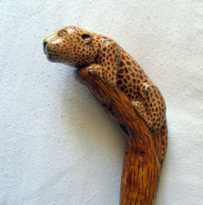 Carved tiger handle wooden walking stick for men women walking cane handmade A