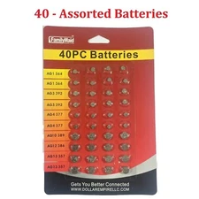 40 Assorted Super Alkaline Button Batteries Coin Cell Set Watch Calculator