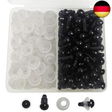 FANGZIDM 100 St&uuml;ck Sicherheitsaugen mit Unterlegscheiben 6mm Schwarz Kunststoff