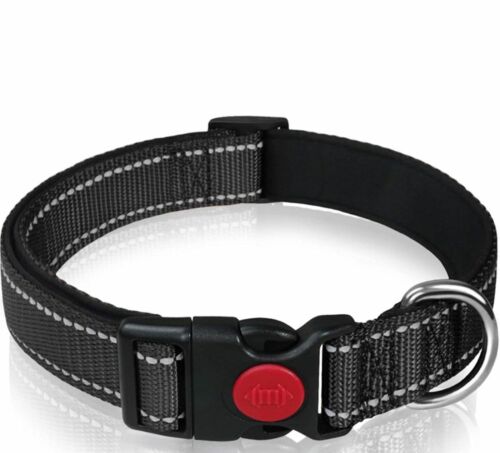 Dog Collar S-M -L Adjustable Nylon Durable Collars 4 Colours 3 Sizes Reflective - Picture 14 of 35