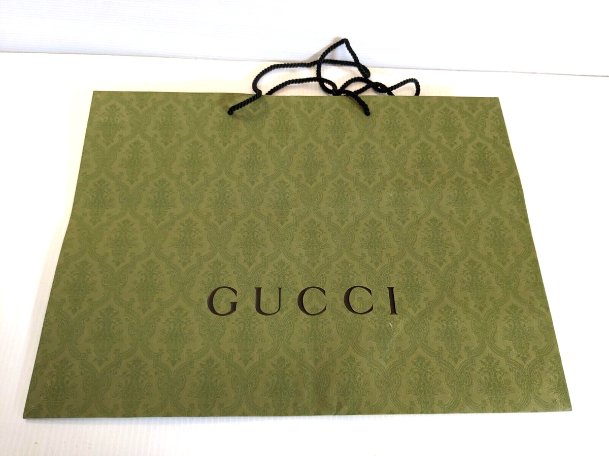 Authentic Gucci Green Embossed Large Paper Shopping Gift Bag 24