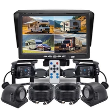 7" Quad Monitor 4x Side View Backup Camera Parking Night Vision For RV Truck Bus