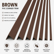 PVC Corner Angle Trim Brown 90° Wall Edge Protector Plastic Profile 2.5M