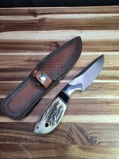 Rough Ryder Skinner Fixed Knife 3.75" Stainless Steel Blade Stag Bone Handle