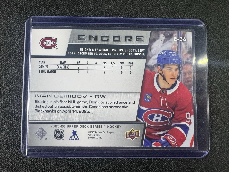 ЛОТ ТОВАРОВ IVAN DEMIDOV, COLE CAUFIELD, LANE HUTSON 2025-26 UD СЕРИЯ 1 НА БИС - Изображение 3 из 4