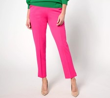 Isaac Mizrahi Live 24/7 Stretch Icon Ankle Pants Vibrant Pink 12 New