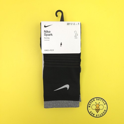 #ad Nike Spark Running Socks Size 10 11.5 Mens Black Cushioned Ankle Dri Fit $20 $14.00