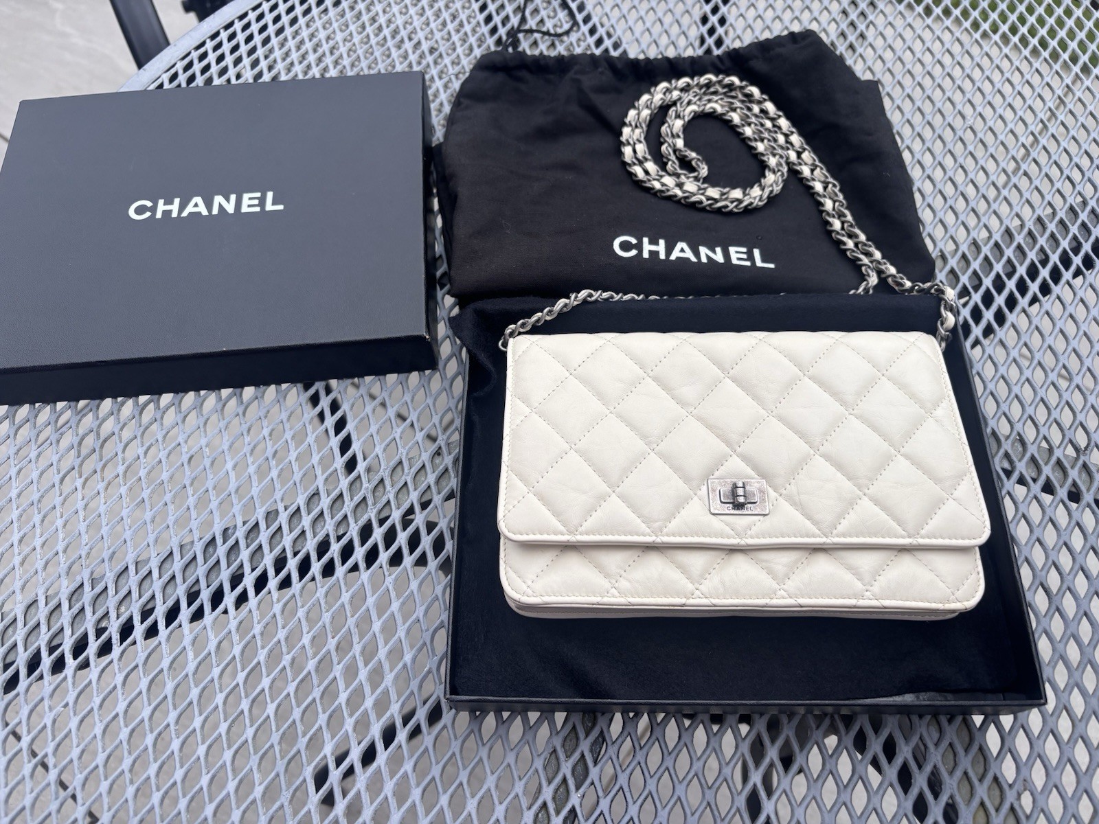 Chanel Classic Reissue Wallet On Chain White/Ivory WOC