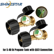 2 Pack Propane Tank Gauge with Leak Detector for 5-40 lb Propane Tank with QCC1