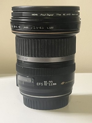 Canon EF-S 10 22mm USM Ultra-Wide Lens + Hoya Pro1 UV Filter + Caps   Excellent