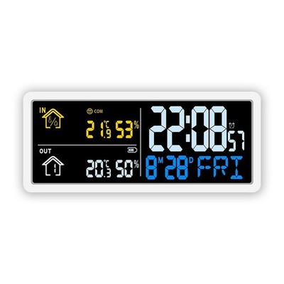 Wanduhr Digital LCD Nordic Style Innen Außen Temperatur Luftfeuchtigkeit Sensor