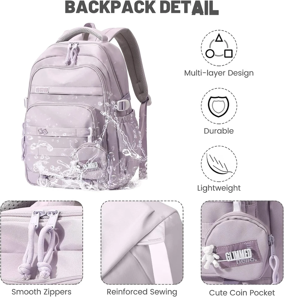 Zaino Scuola Media E Superiore Ragazza, Zaino Viaggio Donna Zainetto Casual Moda - Immagine 4 di 4