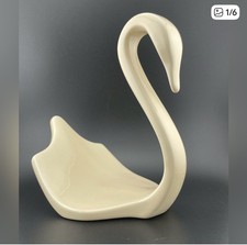 Vintage Nova Designs Ceramic Swan Towel Holder Ivory Bathroom Counter Decor MCM
