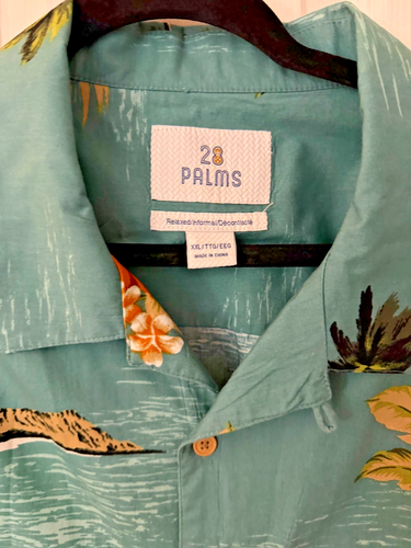 Tropisches Hawaiihemd Aloha Blumen/Palmen türkis Herren 2XL. 28 Palmen - Bild 3 von 7