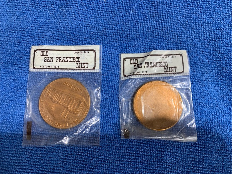 Lot Of 2 Vintage Old San Francisco Mint 1874-1937 Coin and One Blank