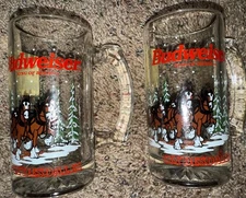 Budweiser Glass Beer Mug King of Beers Clydesdales Anheuser Busch 1989 Vintage 2