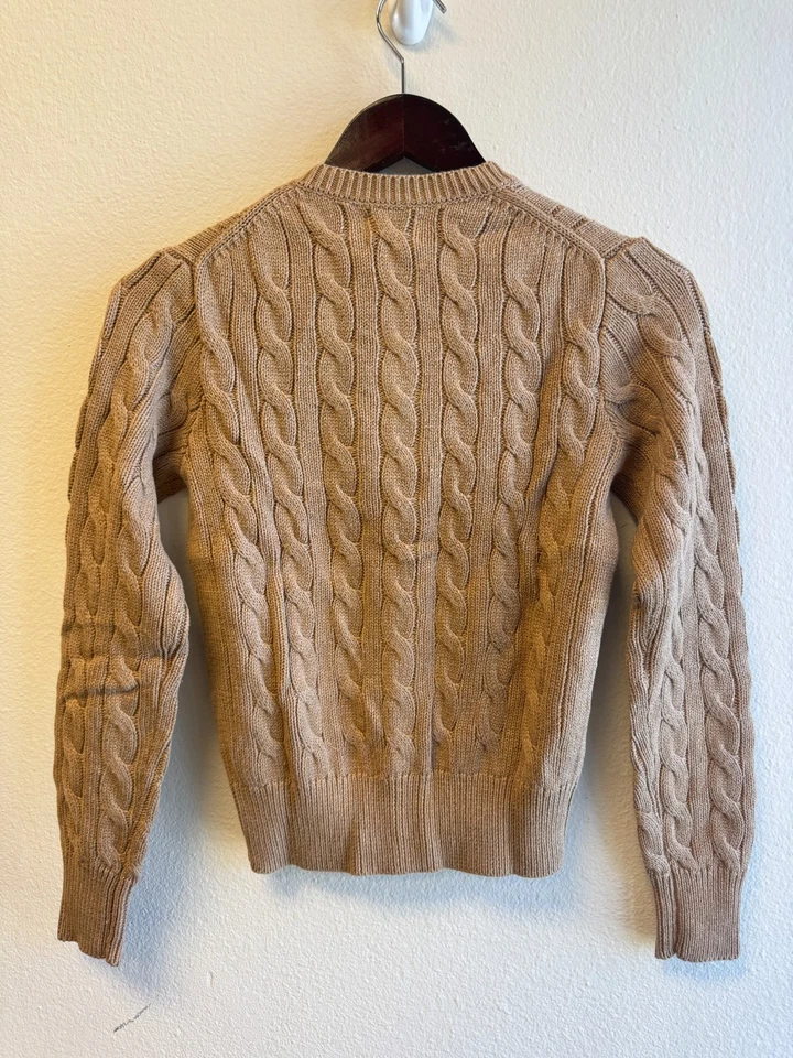 Cárdigan para mujer EXTRA pequeño/polo Ralph Lauren largo Sl algodón tejido con cable cejas Foto 3 de 4