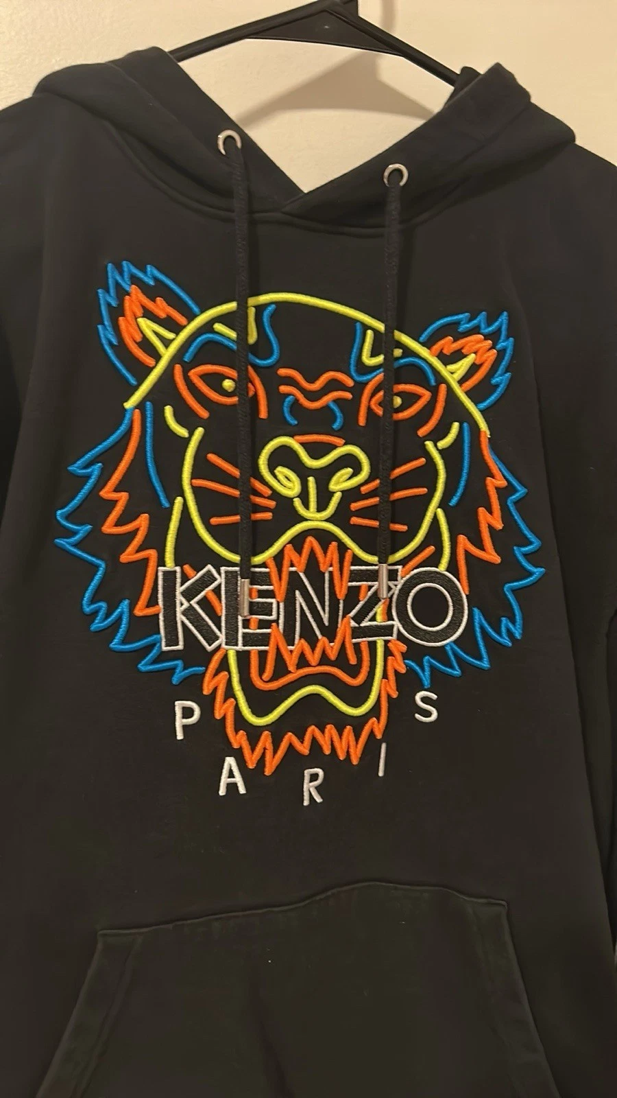 Felpa con cappuccio uomo Kenzo Paris nera logo tigre taglia XL