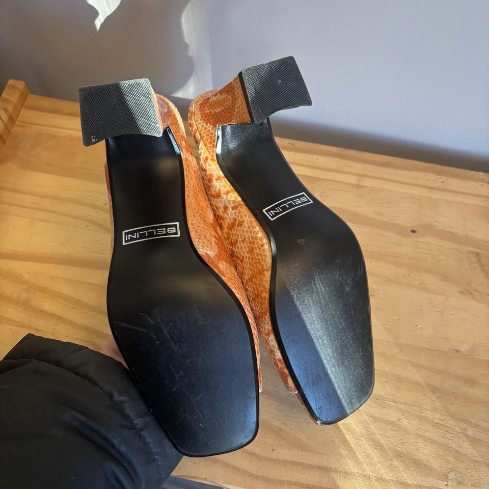 PEACHY GLITTERY FAUX SNAKESKIN BELLINI BAUBLE HEELS 全新带盒 尺寸 7 — 第 4/4 张图片