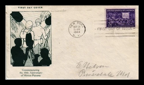 US COVER MOTION PICTURES 50TH ANNIVERSARY FDC SCOTT 926 FIDELITY CACHET