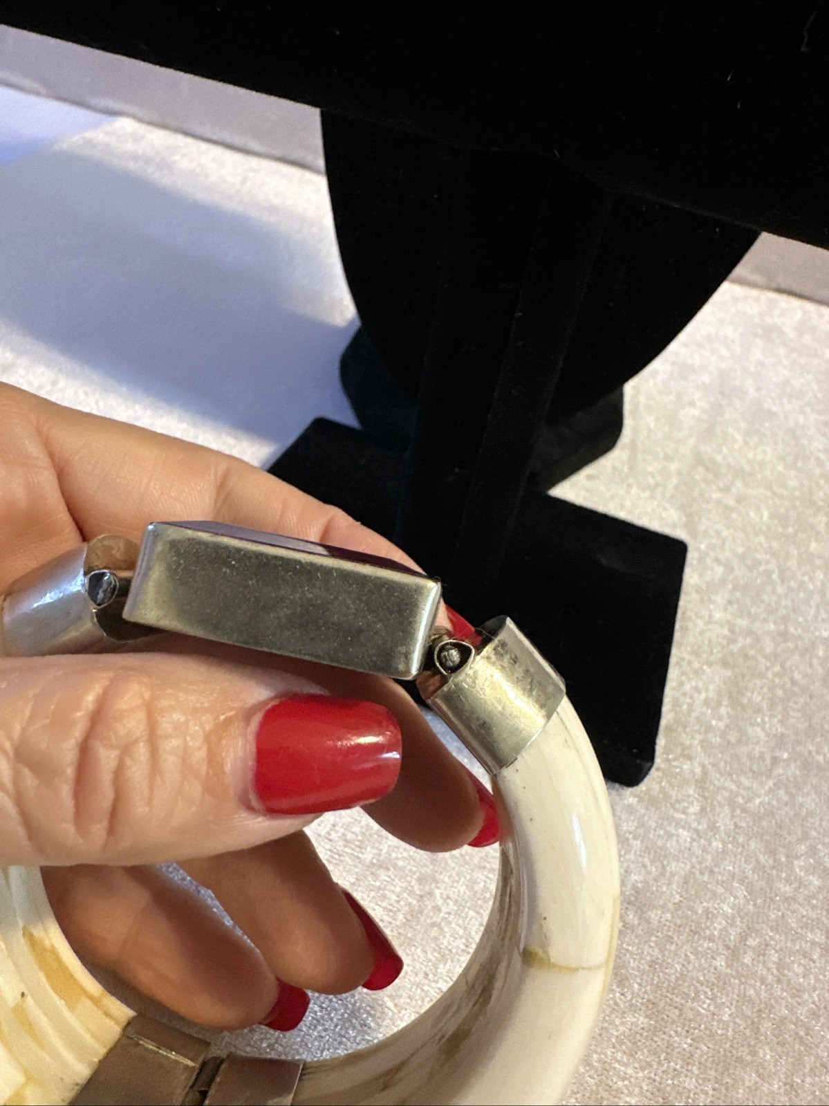 Bone Bangle With Large Ruby Stone - image 18