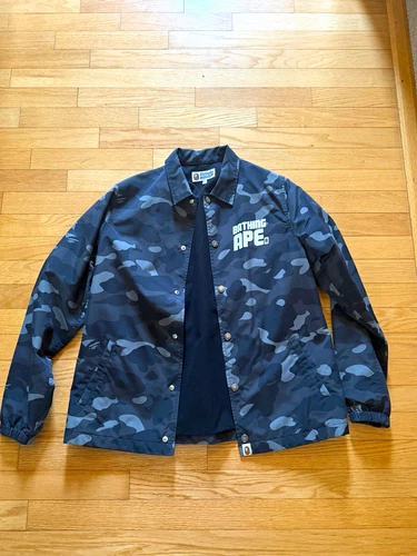 A Bathing Ape BAPE Men's S Black Gray Camo Snap-Front Coach Jacket Pockets video thumbnail