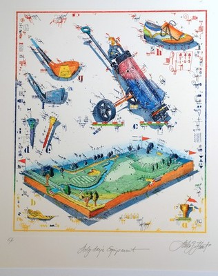 Leslie G. Hunt | Farbradierung (E.A.)   Holidays Equipment (Golf ) | signiert