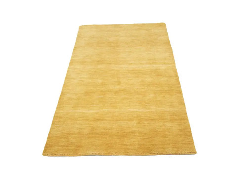 Golden Peach Solid Design Hand-Loomed 3X5 Gabbeh Wool Rug Oriental Carpet - Picture 4 of 12