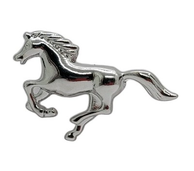 Silver-Tone Galloping Horse Brooch Pin   Stylish Running Mustang Lapel Free Ship