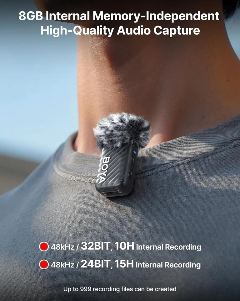 BOYA BOYAMIC 2 Micrófonos Inalámbricos para iPhone 15-16/Android/Cámara/PC, Ruido AI Foto 2 de 4