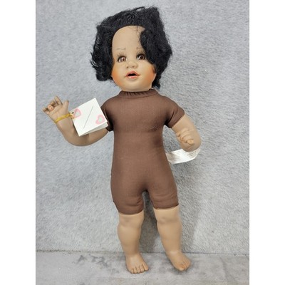 Vintage 1994 Fibre-Craft Katina Doll by Teena Halbig 16'' Porcelain 7449 Black