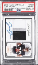 2019 NATIONAL TREASURES CROSSOVER RC PATCH AUTO JOSH JACOBS #/25 PSA 10 AUTO