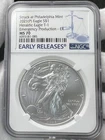 2021 $1 American Silver Eagle 1 oz NGC MS70 ER Emergency Production Heraldic T-1