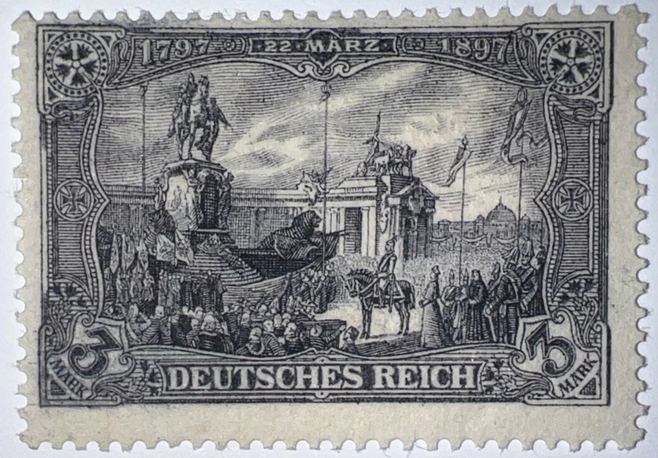 Sellos de viaje: sello de Alemania Deutsches Reich Mi. #65, REICHSPOST 3 marcos, MNG Foto 2 de 4