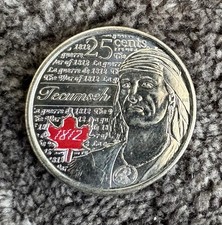 2012 Canada quarter colored coin The War of 1812, Tecumseh - Free shipping