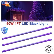 24 Black Light Fixture UV 4FT 40W LED with US Plug Easy Installation Party D cor