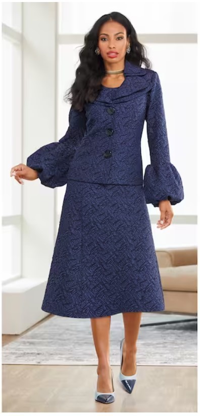 Sz 12 Ashro Navy Blue Formal Wedding Church Party Jahanna Textured