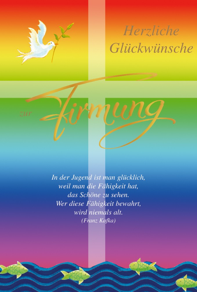Firmung Glückwunschkarte mit Briefumschlag Taube Kreuz Spruch